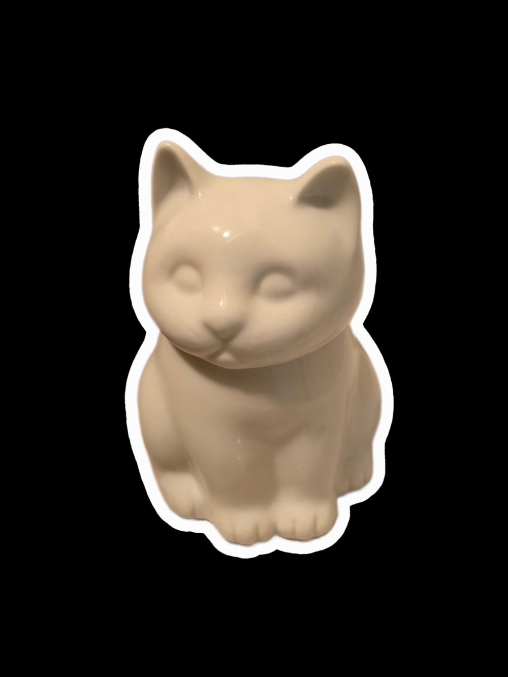 Cute Japanese Cat HIC Japan Cream Ceramic Jar